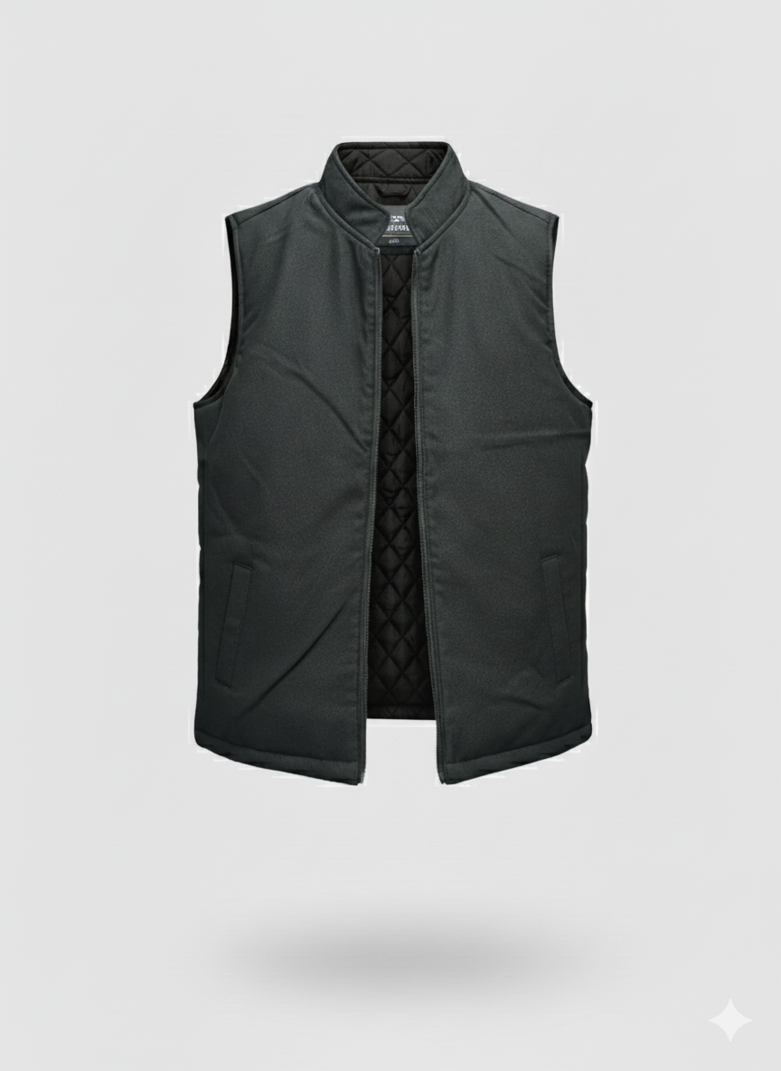 سديري رجالي دبل فيس أسود مع أسود سادة