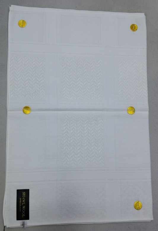 شا صوف أبيض - بنقشة الشماغ