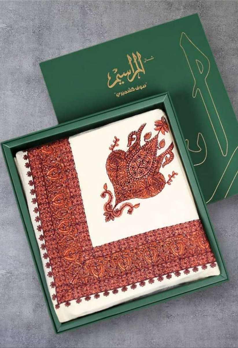 شال صوف كشميري أصلي - احمر