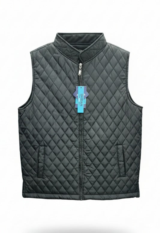 سديري رجالي دبل فيس أسود مع أسود سادة