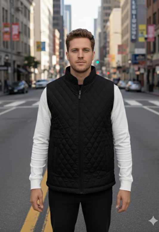 سديري رجالي دبل فيس أسود مع أسود سادة