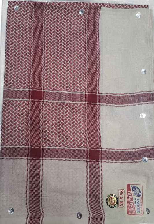 شال صوف بنقشة شماغ - أبيض