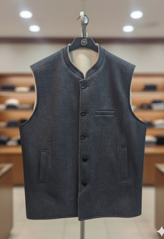 سديري رجالي أصلي دبل فيس ( رمادي غامق مع بيج)