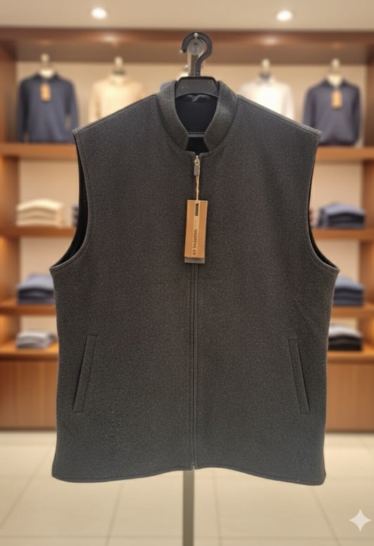 سديري رجالي دبل فيس خام جوخ ( أسود مع رمادي )