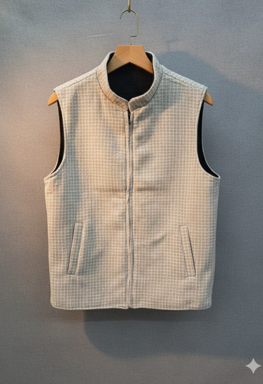 سديري رجالي دبل فيس خام جوخ ( أسود مع سكري)