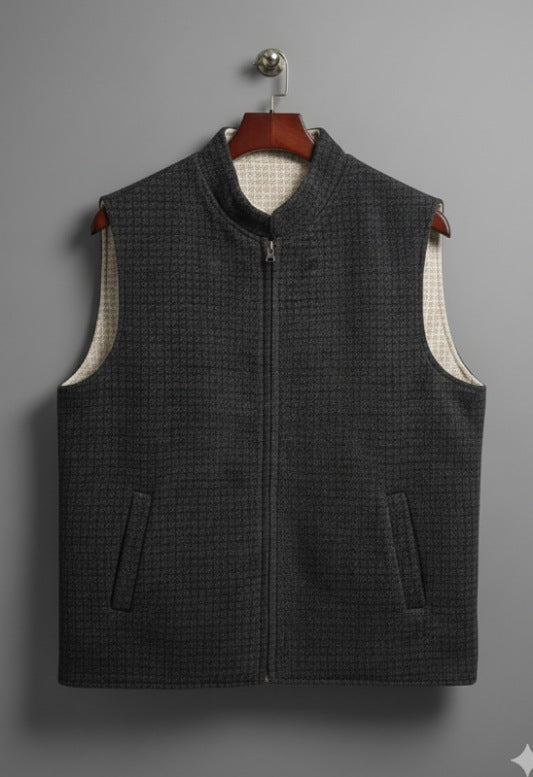 سديري رجالي دبل فيس خام جوخ ( أسود مع سكري)