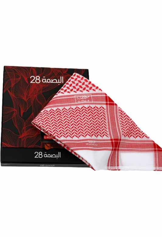 (28) شماغ البسام أحمر  البصمة انجليزي