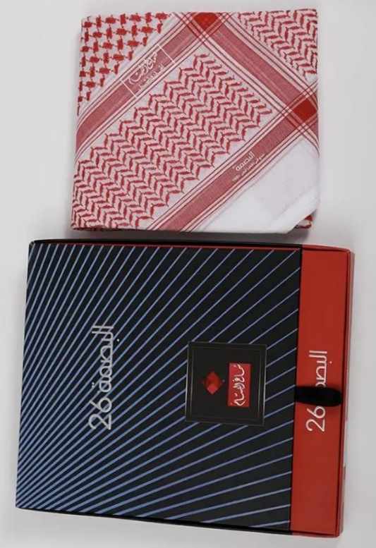 (26)شماغ البسام أحمر البصمة انجليزي