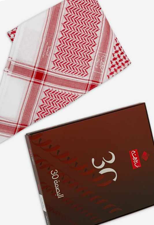 (30) شماغ البسام أحمر  البصمة انجليزي